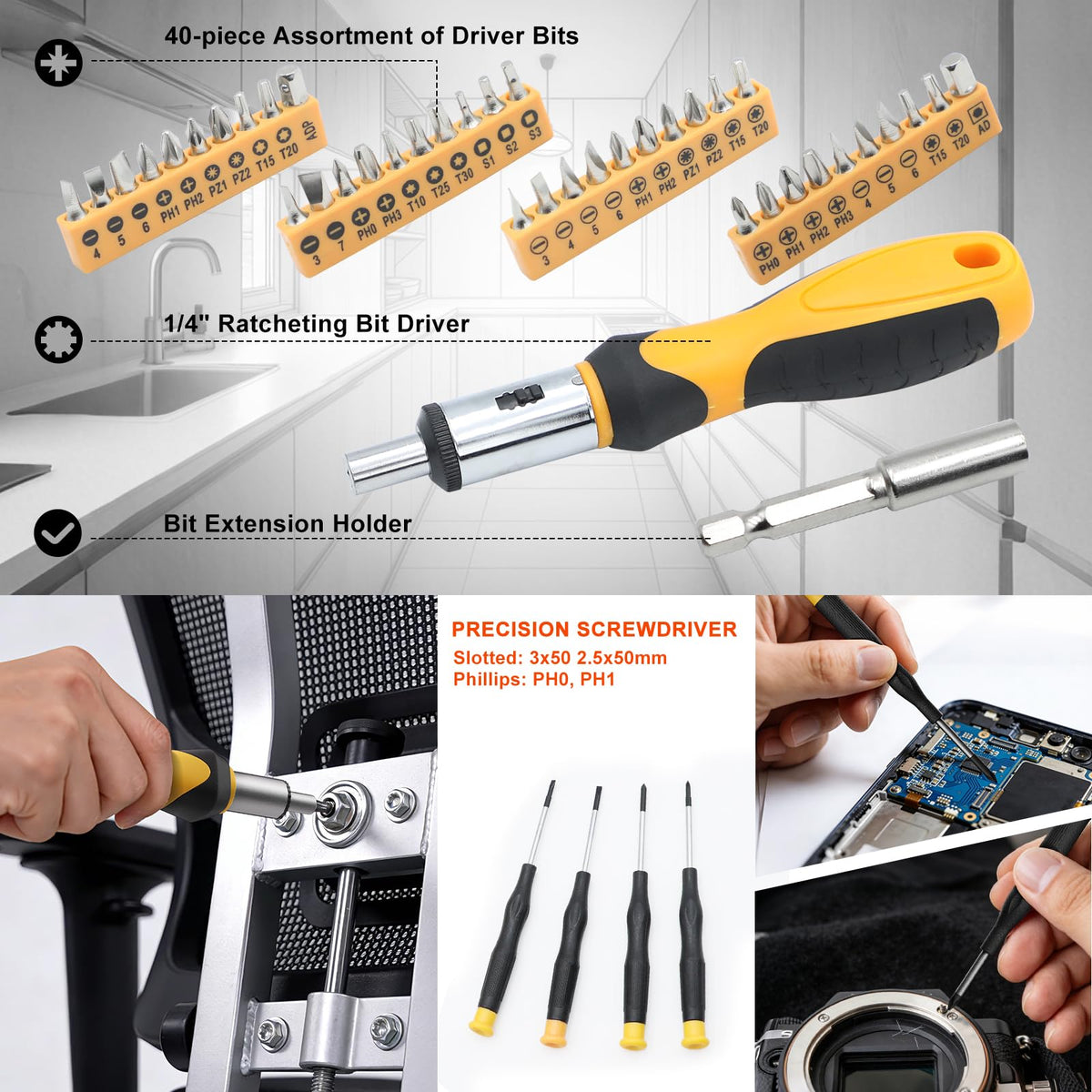 199 Piece Tool Kit with Socket Wrench Tool Box Case I25655
