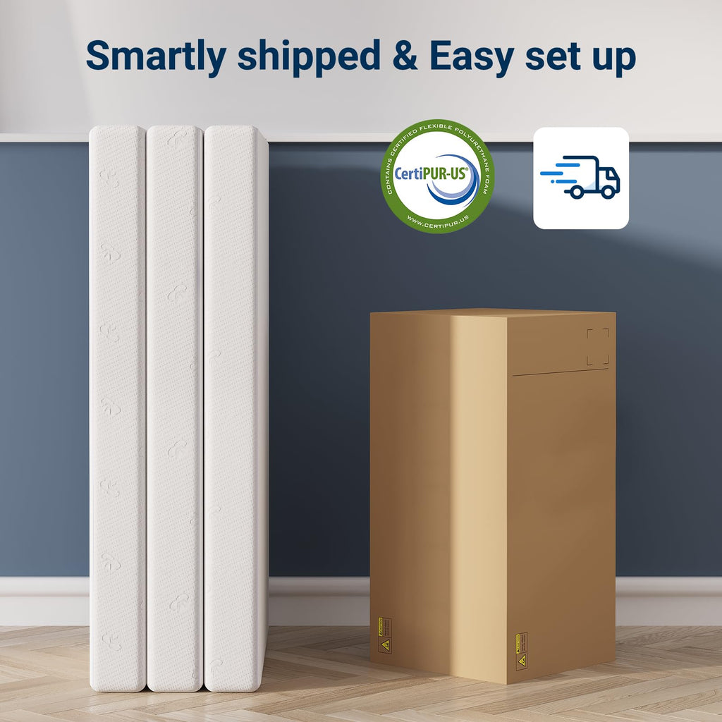 4 Inch Memory Foam Tri-fold Mattress Topper J82236