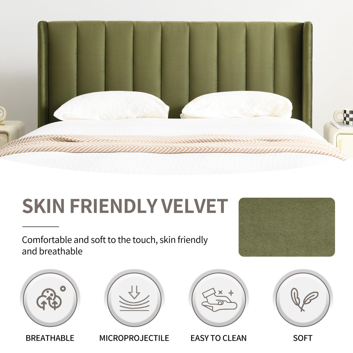 Queen Bed Frame with Upholstered Headboard P49907