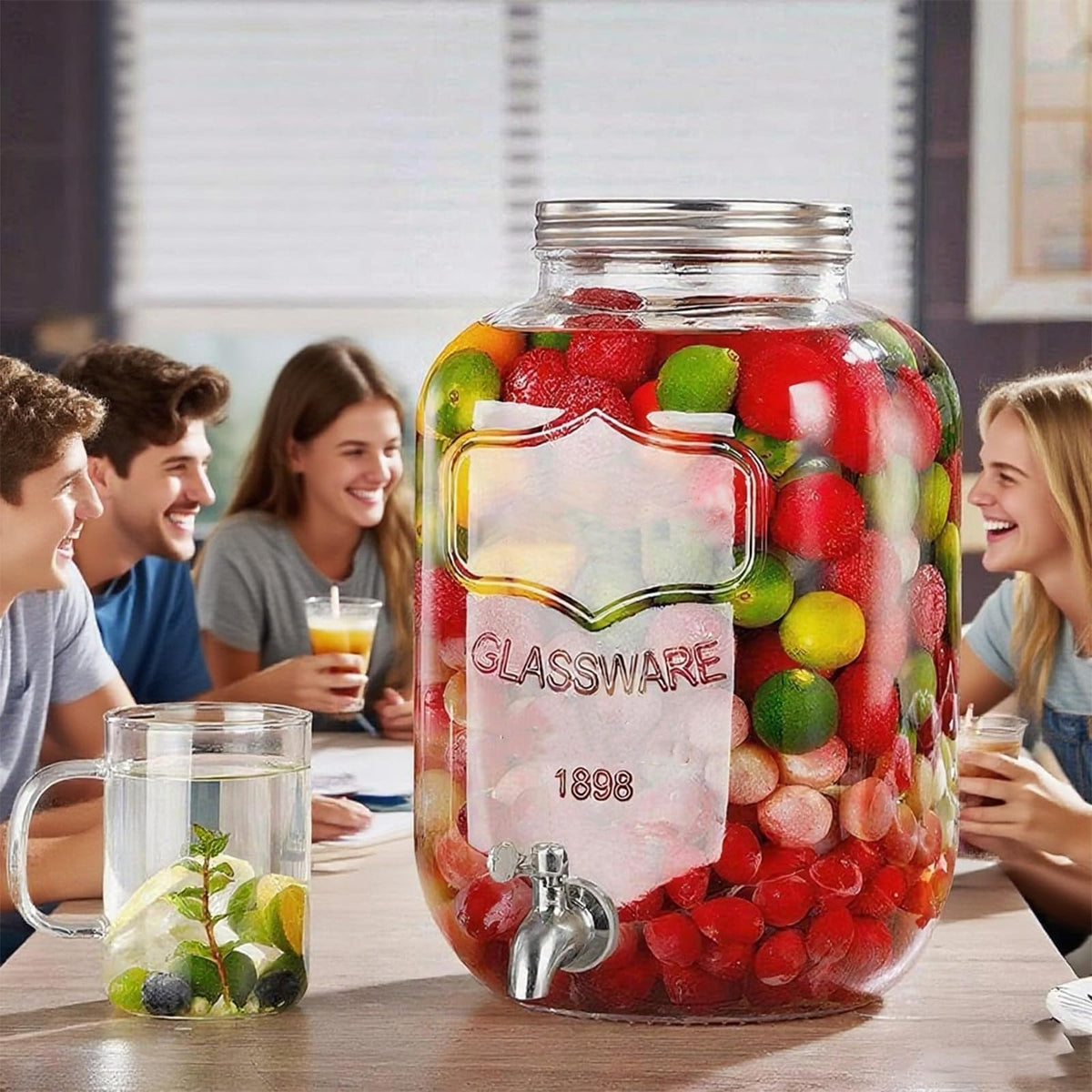 1 Gallon Glass Drink Dispenser with Stand 2 Pack F70466