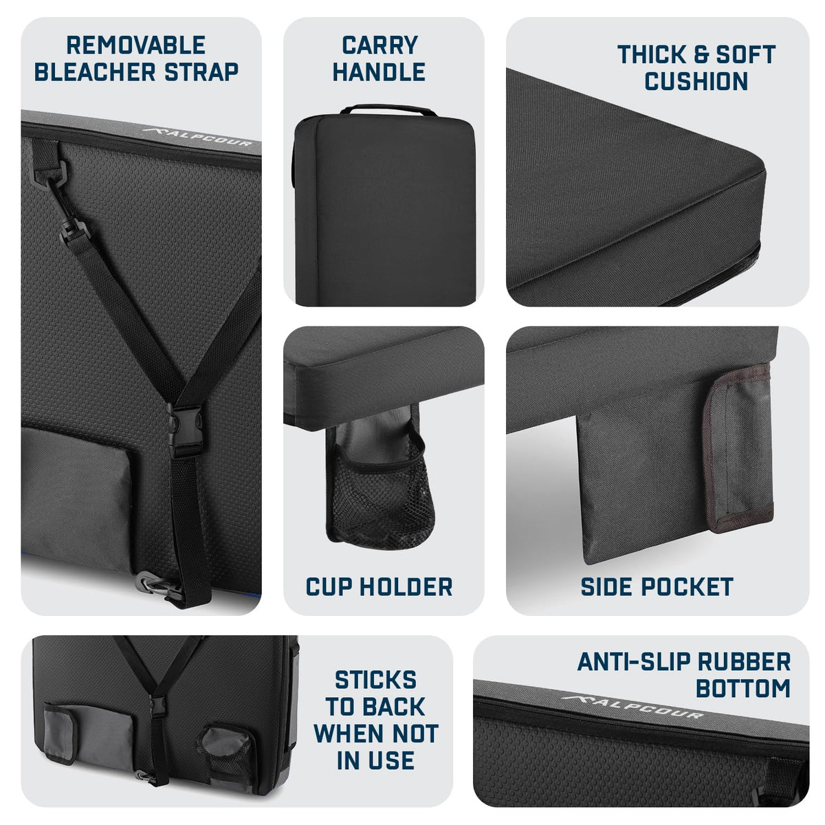 Portable Extra Thick Stadium Seat Cushion with Cup Holder Y421
