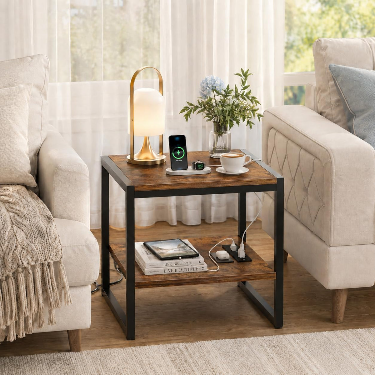 End Table with Charging Station, 2 Pack D904