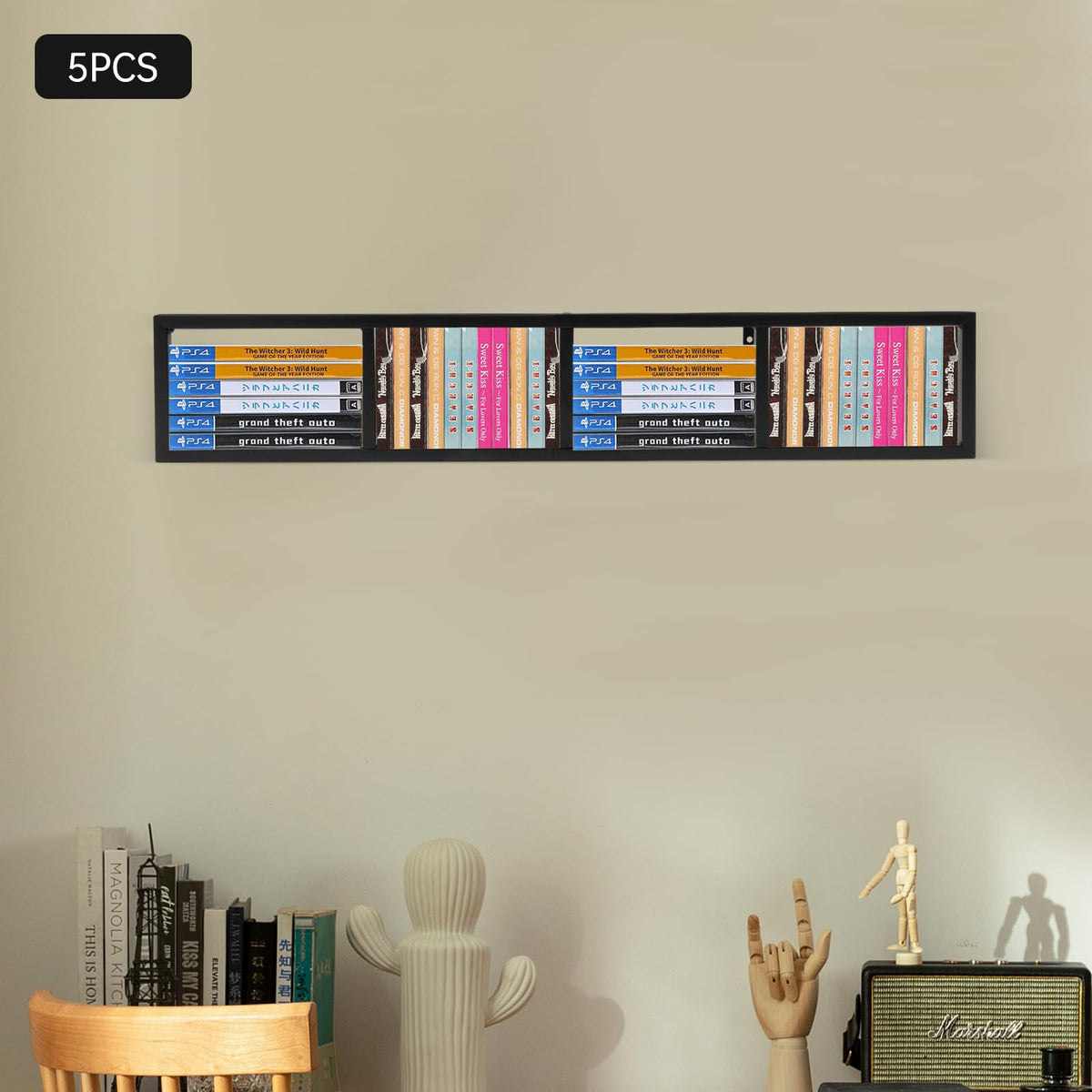 Black 5Pcs CD Racks W5865