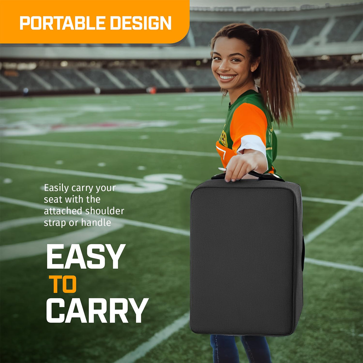 Portable Extra Thick Stadium Seat Cushion with Cup Holder Y421