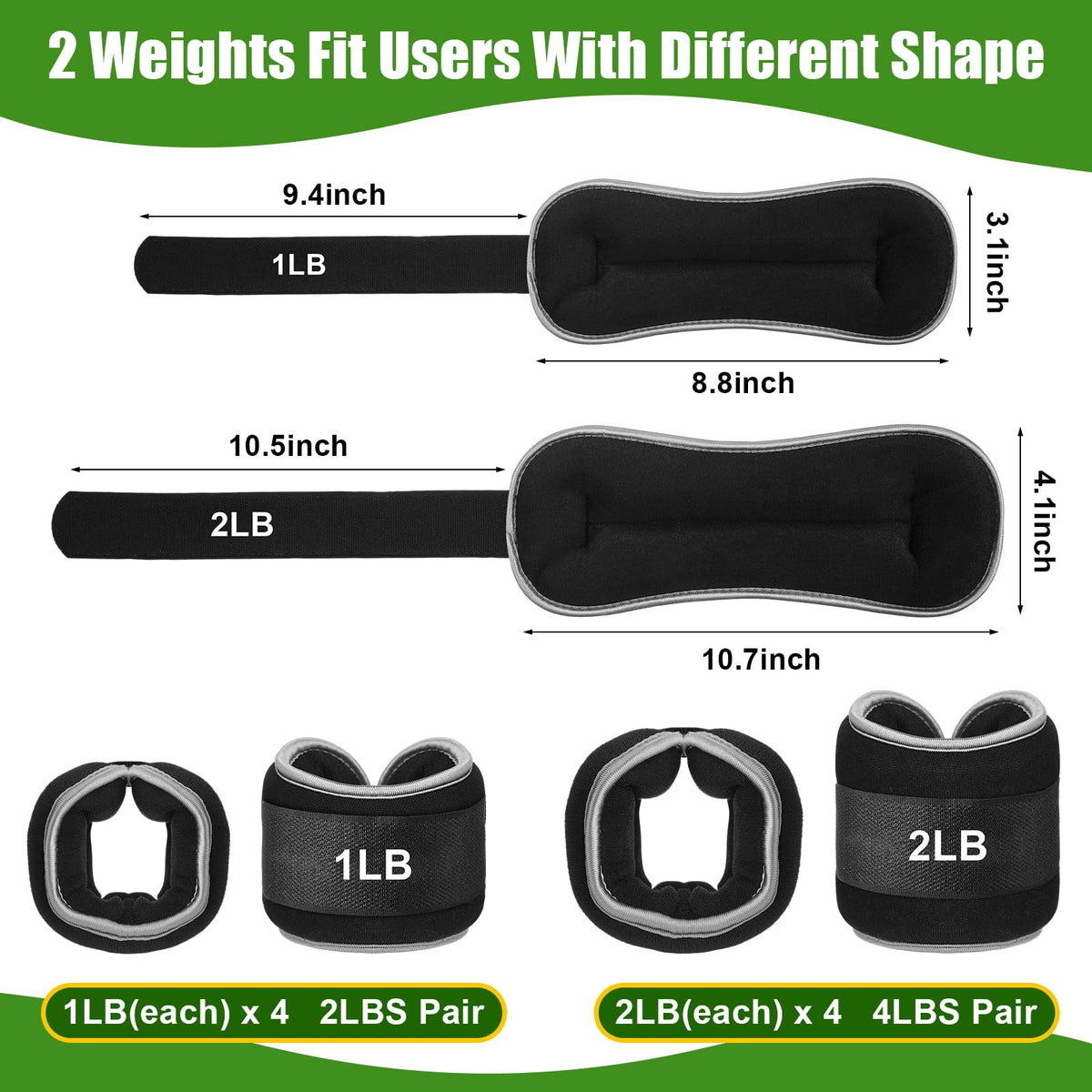 4 Pairs Adjustable Ankle Leg Weights Set D25229