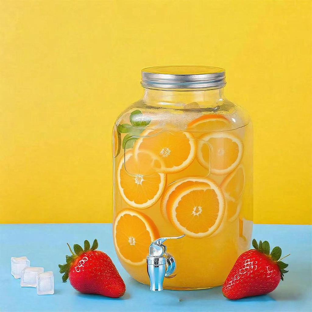 1 Gallon Glass Drink Dispenser with Stand 2 Pack F70466
