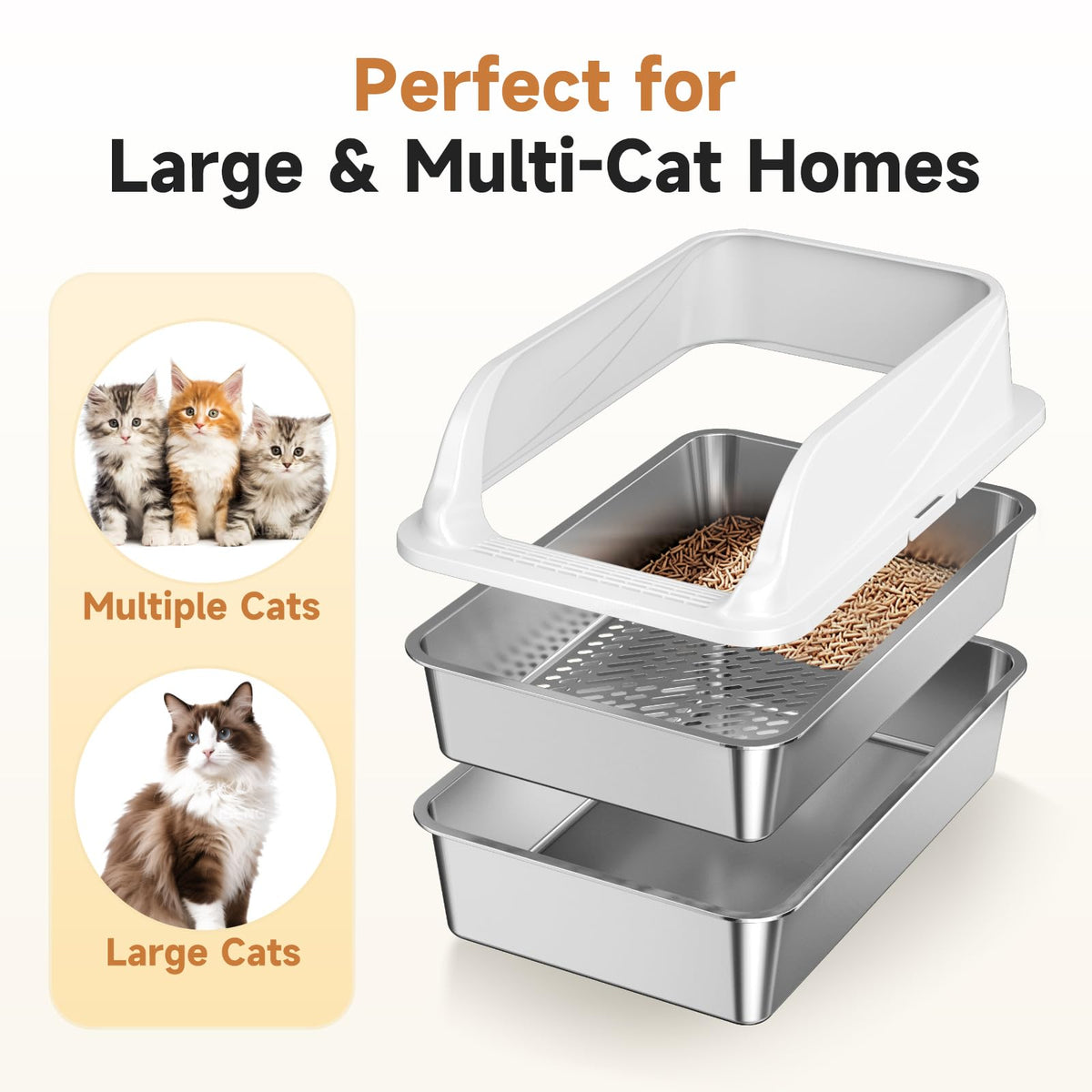 Stainless Steel Sifting Litter Box H7939