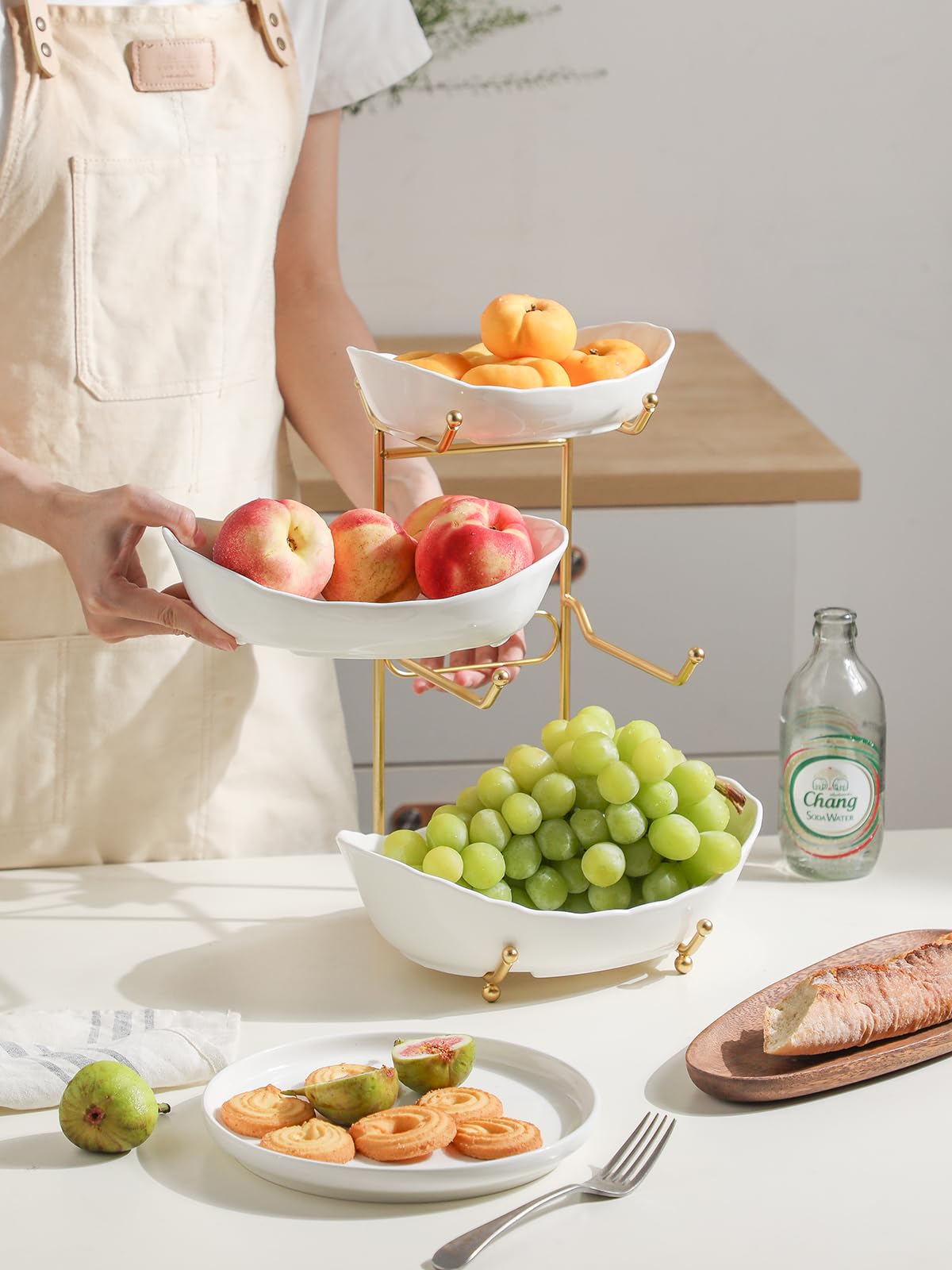 3 Tier White Ceramic Fruit Bowl R47579