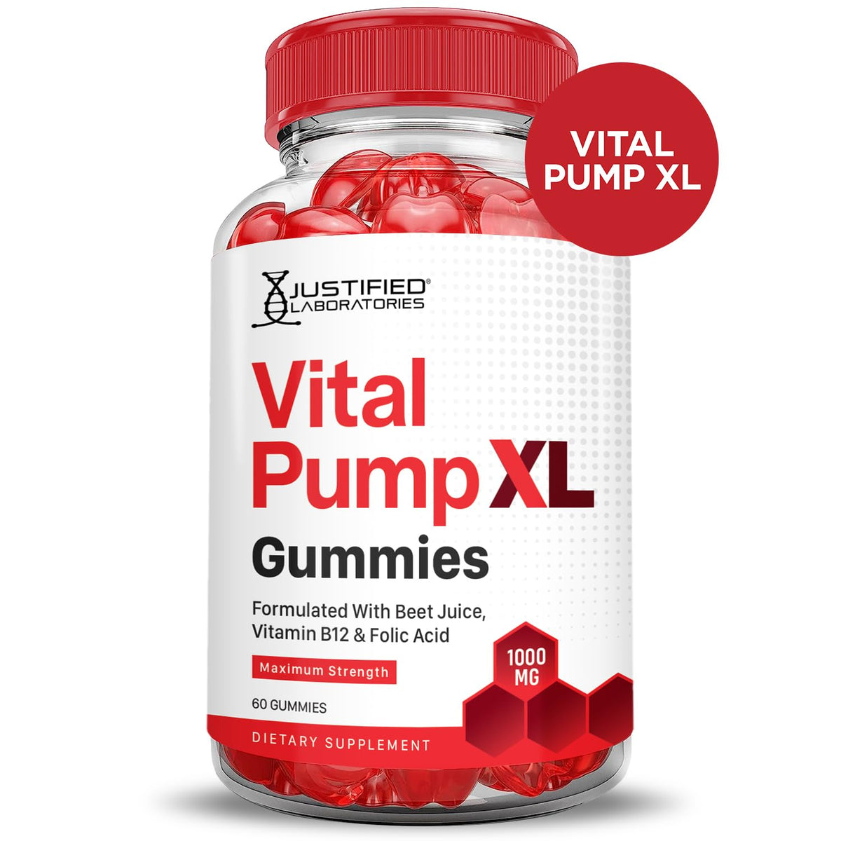 Vital Pump XL Performance Gummies 1000MG Beet Juice B12 Vegan Non GMO 120 Gummys U239113