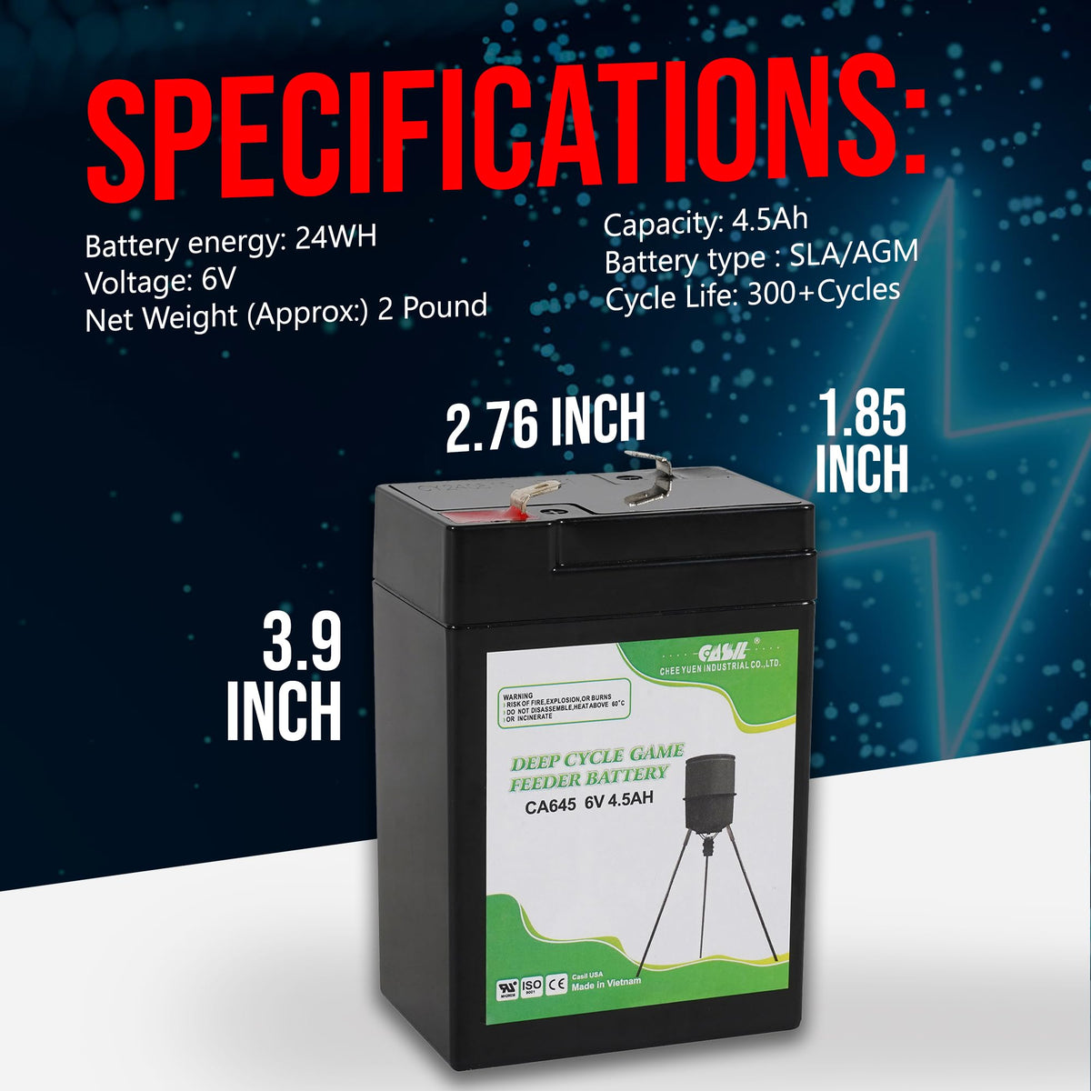 6V 4.5ah Rechargeable Battery F698