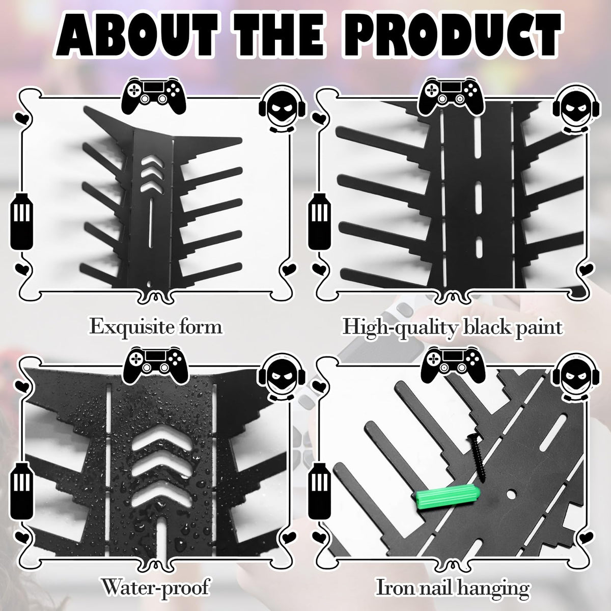 4-Pack Wall Mount Metal DVD Rack Holds 72 Games V332249