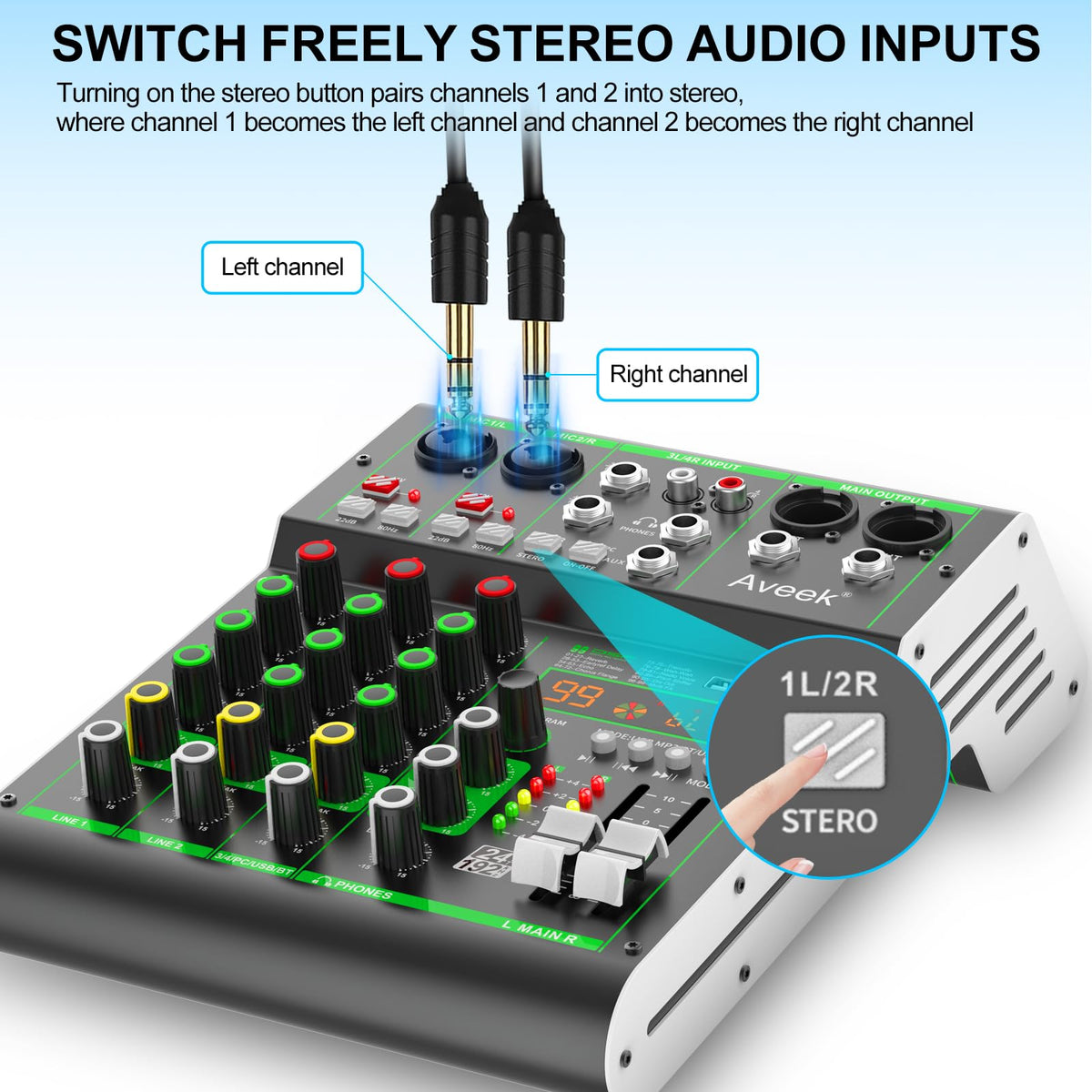 4 Channel Audio Mixer with Bluetooth and USB K55980