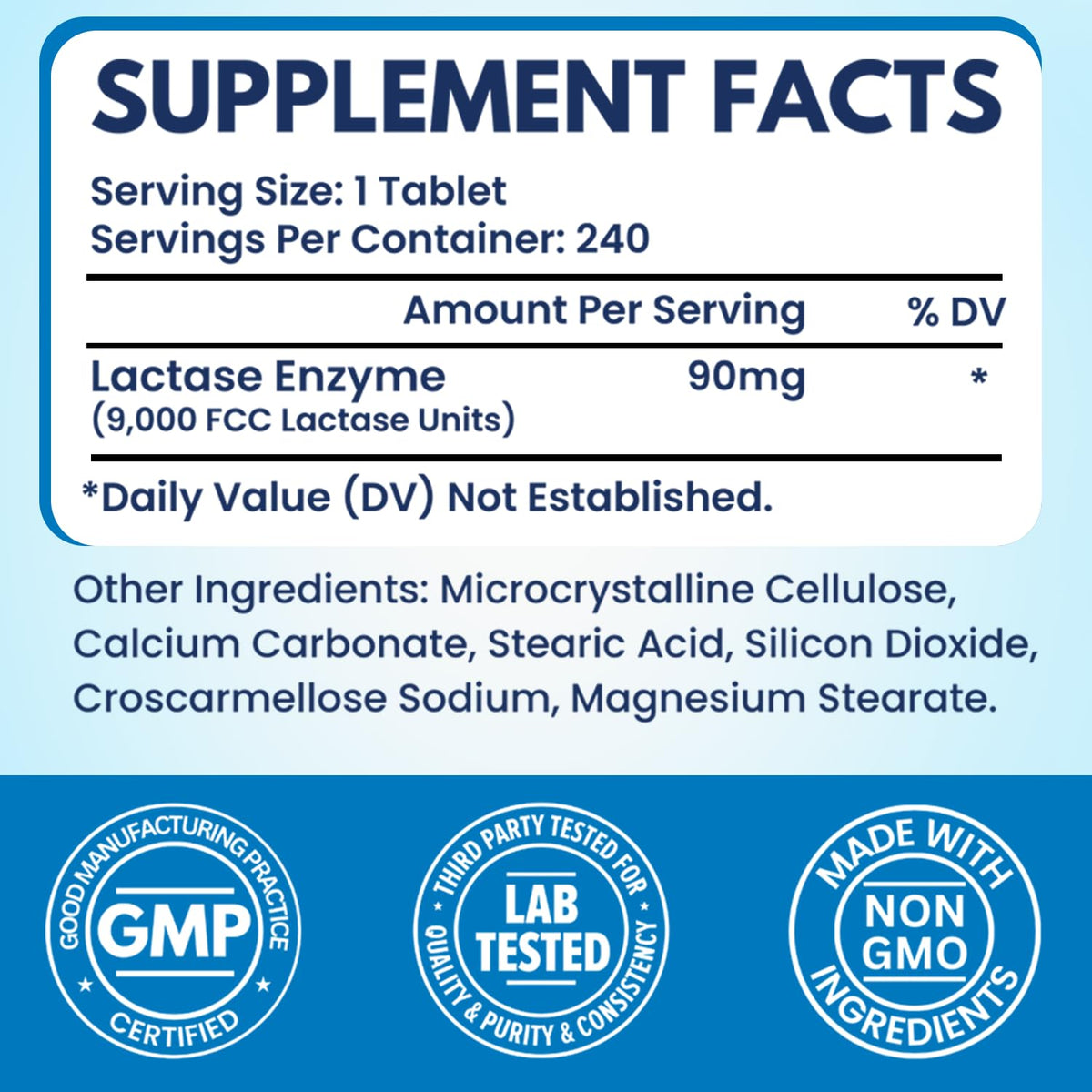Lactase Enzyme 240 Tablets U59876
