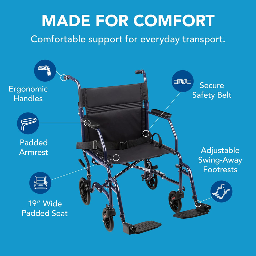 Folding Transport Wheelchair with 19 inch Seat L678648