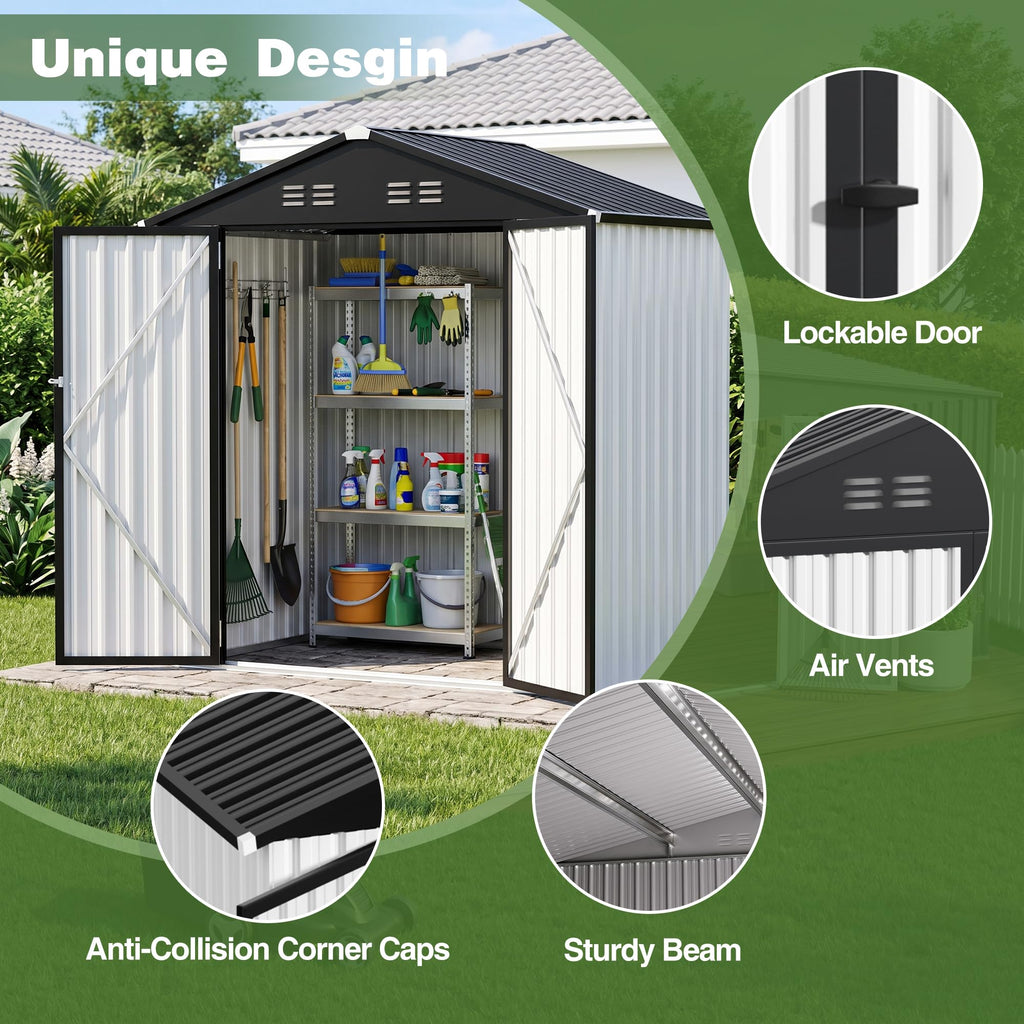 6 x 4 FT Waterproof Metal Outdoor Storage Shed C810