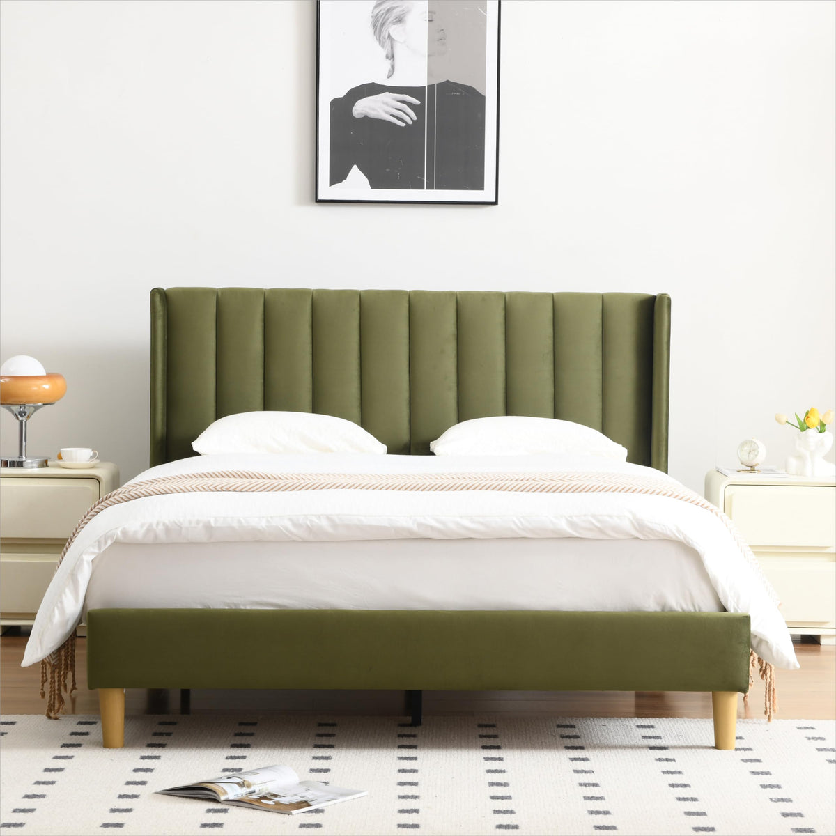 Queen Bed Frame with Upholstered Headboard P49907