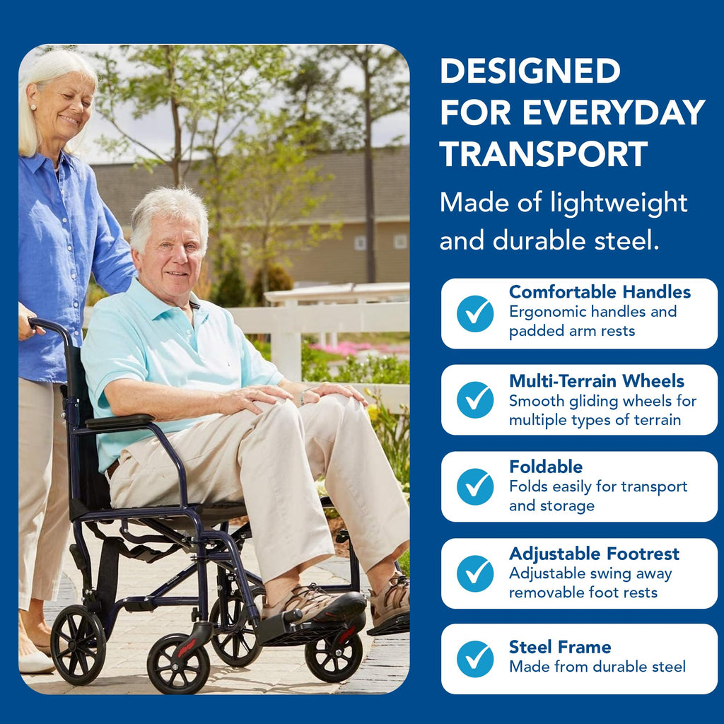 Folding Transport Wheelchair with 19 inch Seat L678648