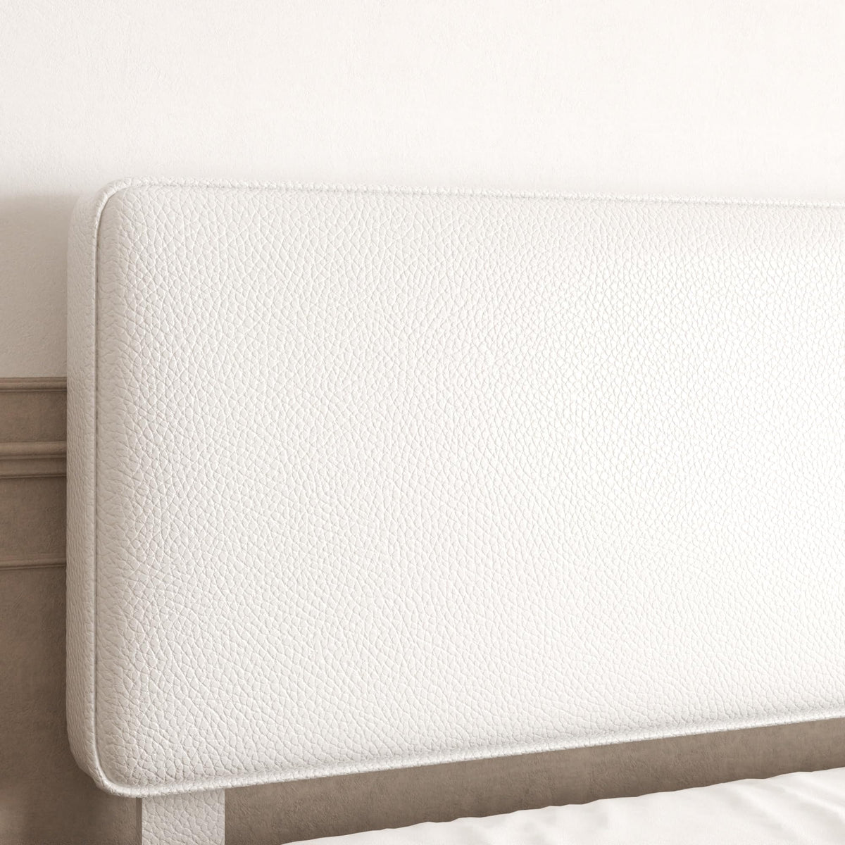 White Upholstered Bed Frame with Adjustable Headboard K278428