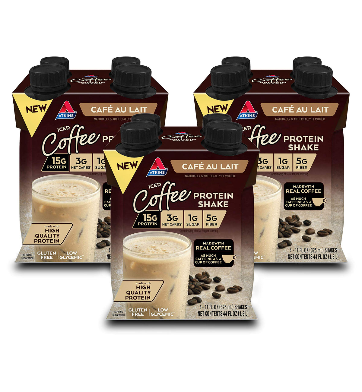 Dark Chocolate Protein Shake & Iced Coffee Protein Shake, 15g Protein, 12 Count B525