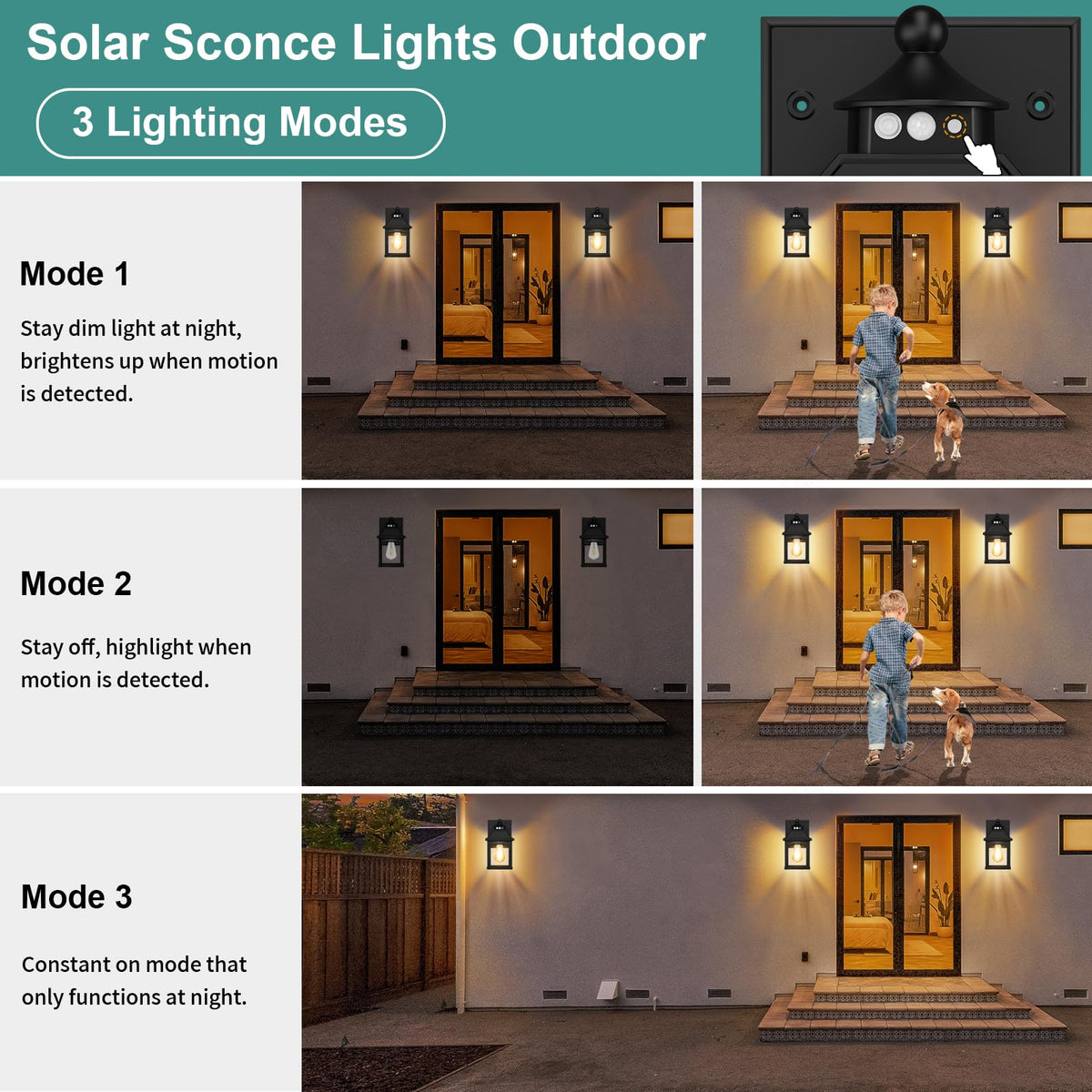 Solar Porch Lights Outdoor Dusk to Dawn with Motion Sensor V951062
