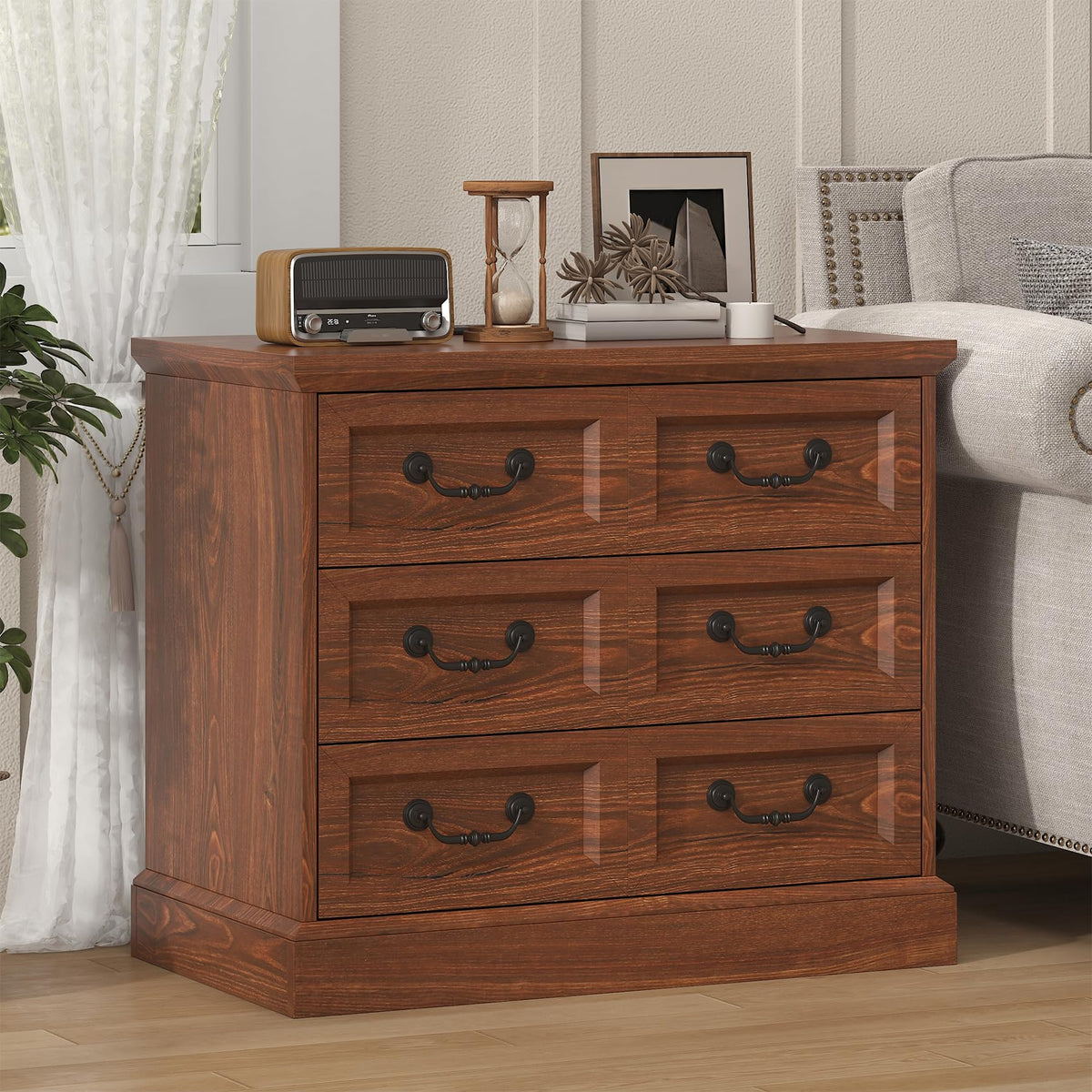 Cherry Wood Nightstand with Charging Station W62327