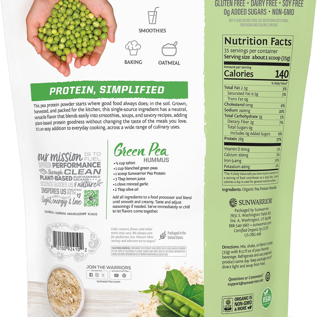 Organic Pea Protein Powder 35 Servings Unflavored N68597