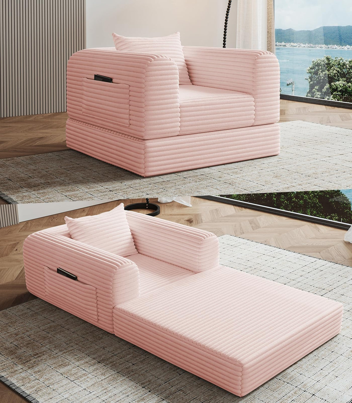2 in 1 Convertible Sleeper Chair Folding Sofa Bed C492671