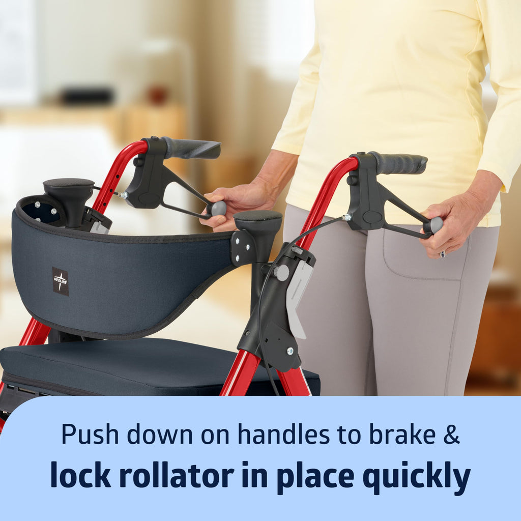 Black & Red Rolling Walker with Memory Foam Seat G763