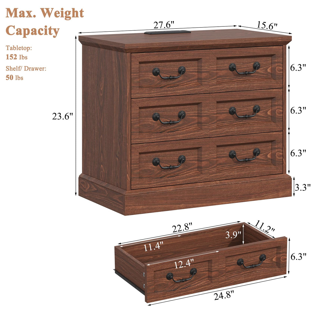 Cherry Wood Nightstand with Charging Station W62327