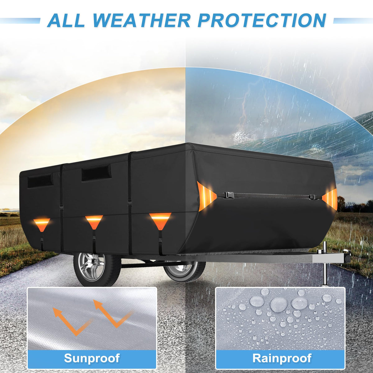 14ft-16ft Heavy Duty Oxford Waterproof Pop-Up Camper Cover V375195