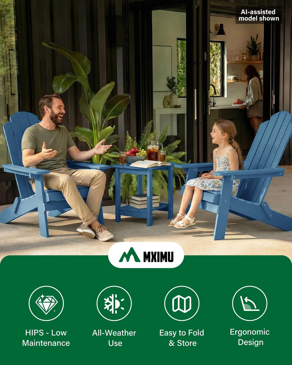 Folding Adirondack Chairs Set of 2 Plastic Chair X948963
