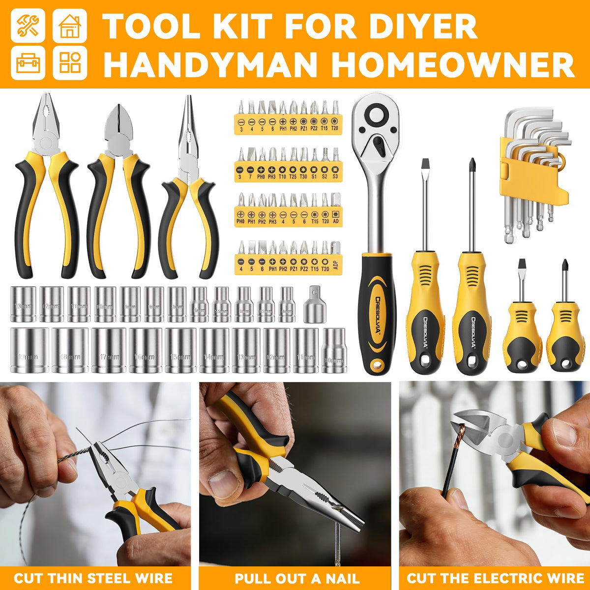 199 Piece Tool Kit with Socket Wrench Tool Box Case I25655