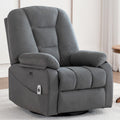 Velvet Grey Power Swivel Rocker Recliner with Massage and Heat V356