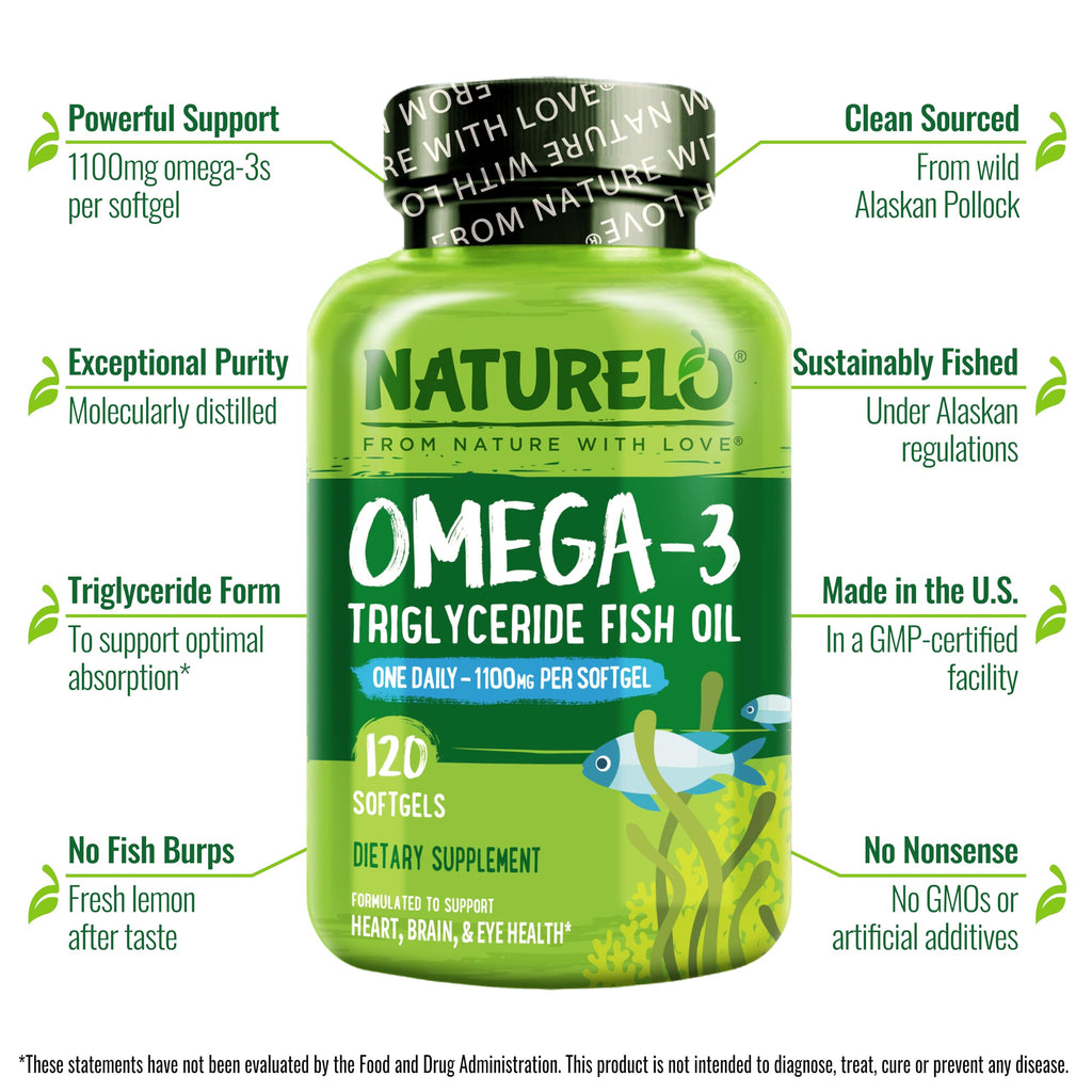 Omega 3 Fish Oil Supplement 1100mg 120 Softgels Z980696