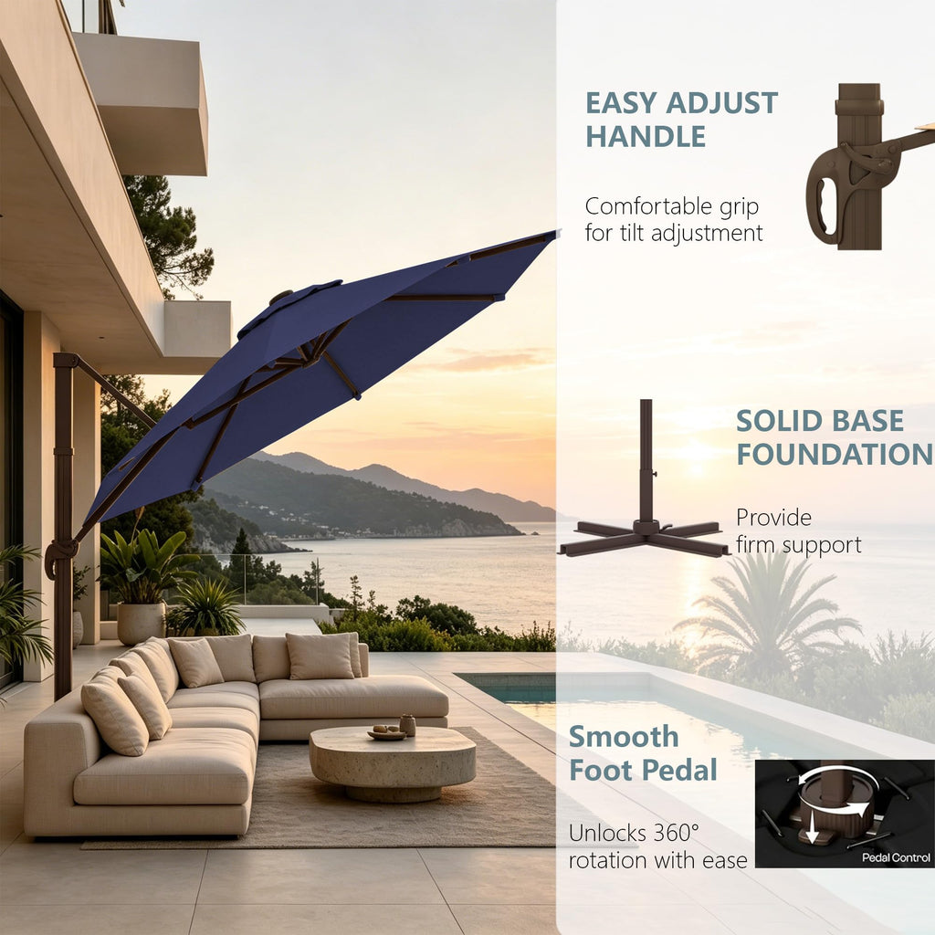 Cantilever Umbrella with Base and Lights Y62819