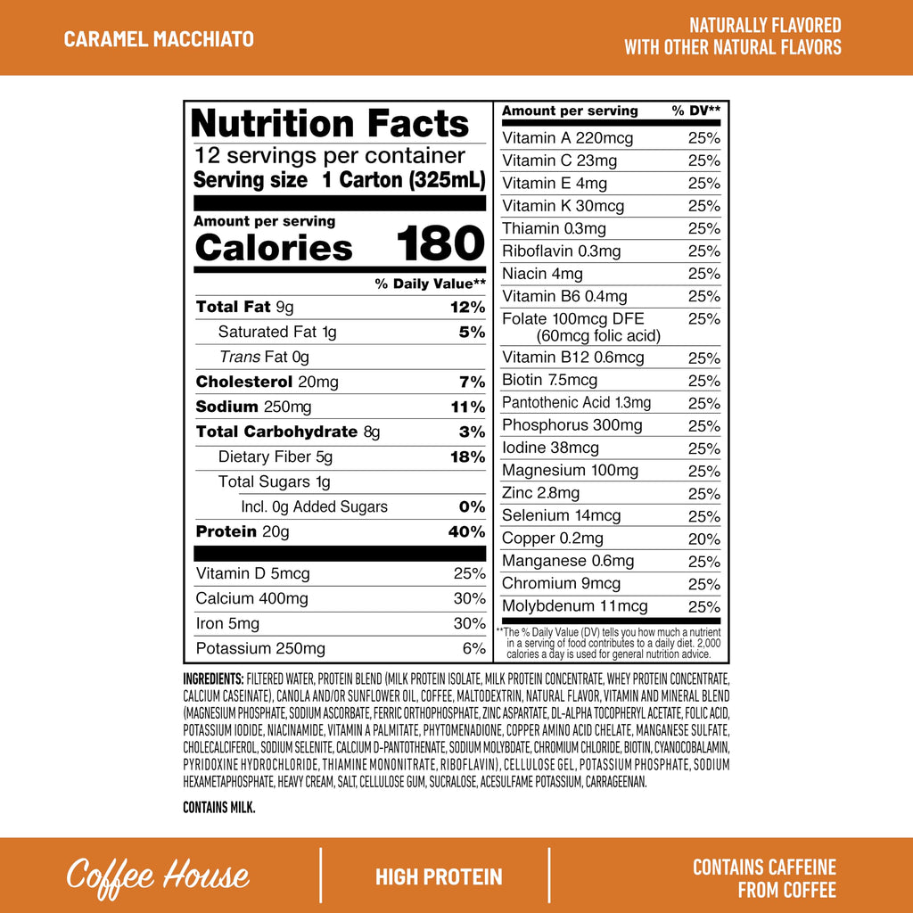 Caramel Macchiato 20g Protein Meal Replacement Shake 12 Count J98464