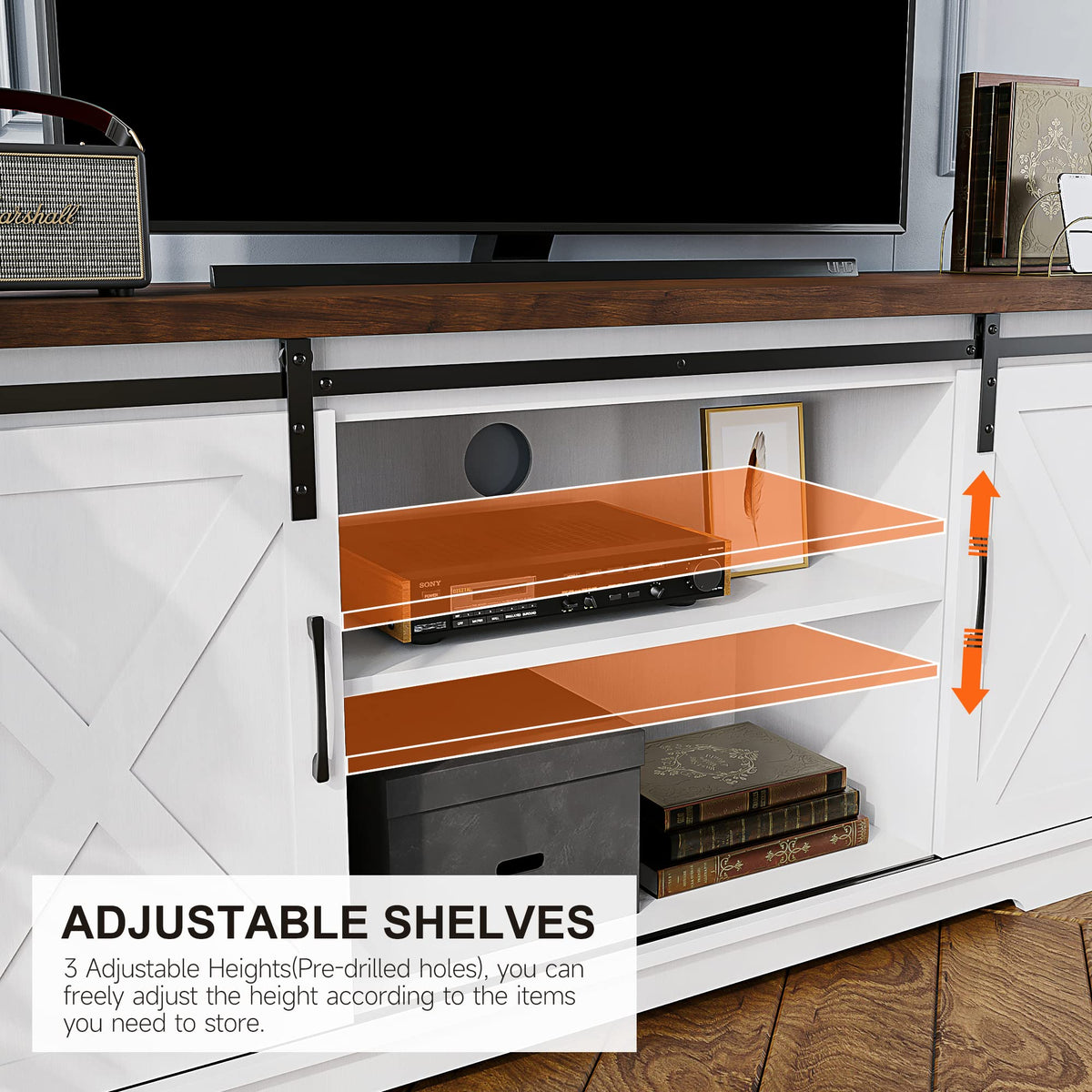 Farmhouse TV Stand Entertainment Center for 65 Inch TV A60599