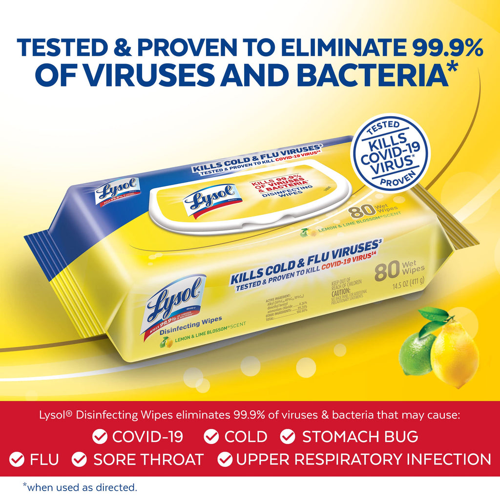 Multi-Surface Antibacterial Cleaning Wipes, Lemon and Lime Blossom, 480 Count W267252