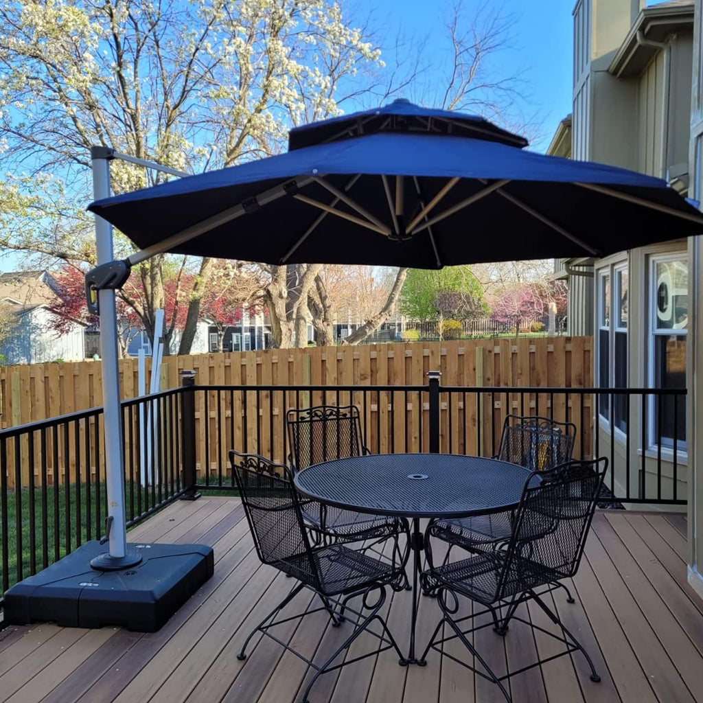 Navy Blue 10 FT Cantilever Patio Umbrella with Base T492