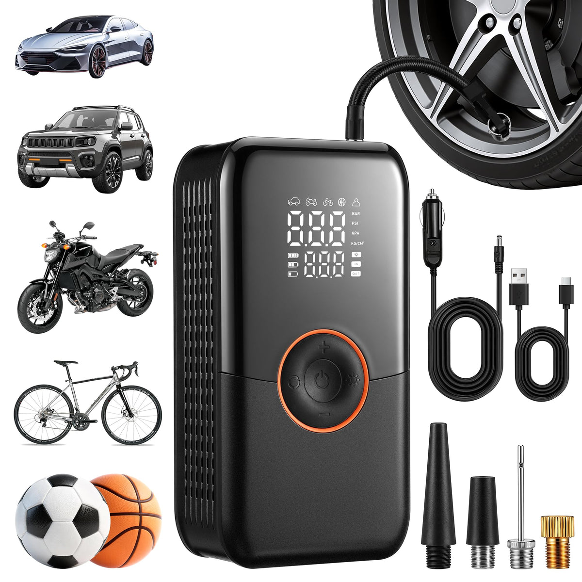 Portable Air Compressor 150PSI Cordless Tire Inflator Black C70240
