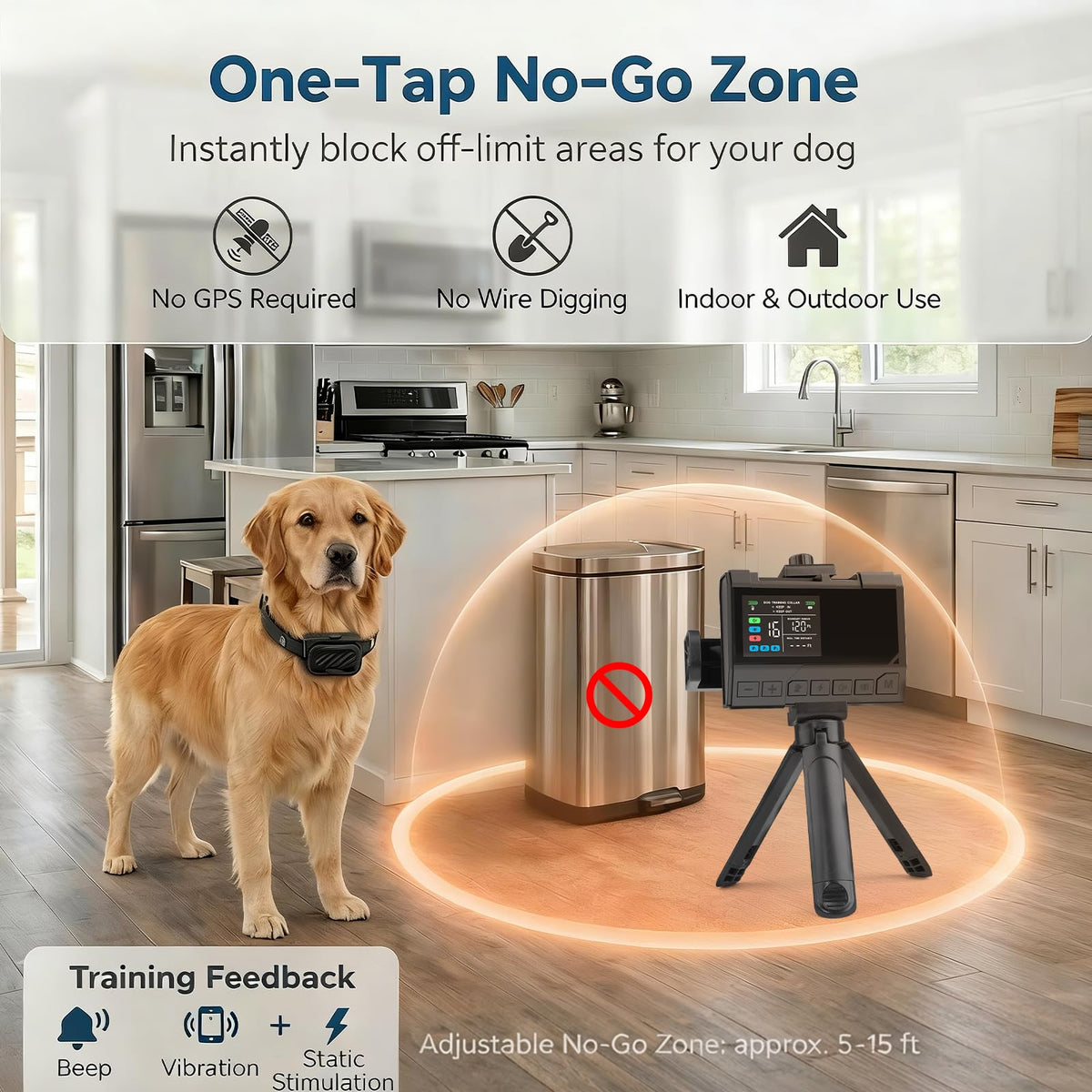 Wireless Dog Fence with Waterproof Collar, Up to 1 Acre O1683