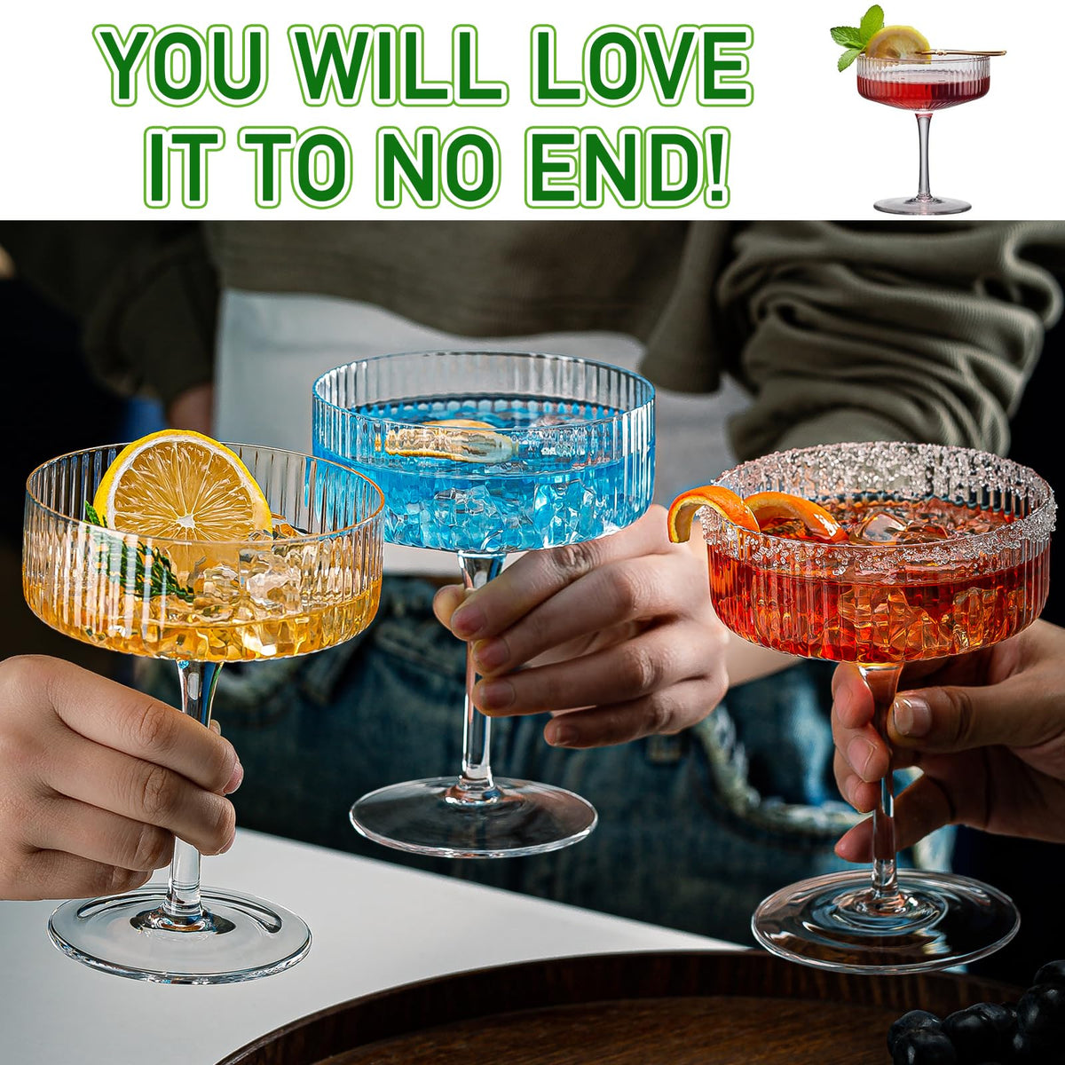12 Pcs 10oz Acrylic Stem Cocktail Glassware Set J64084