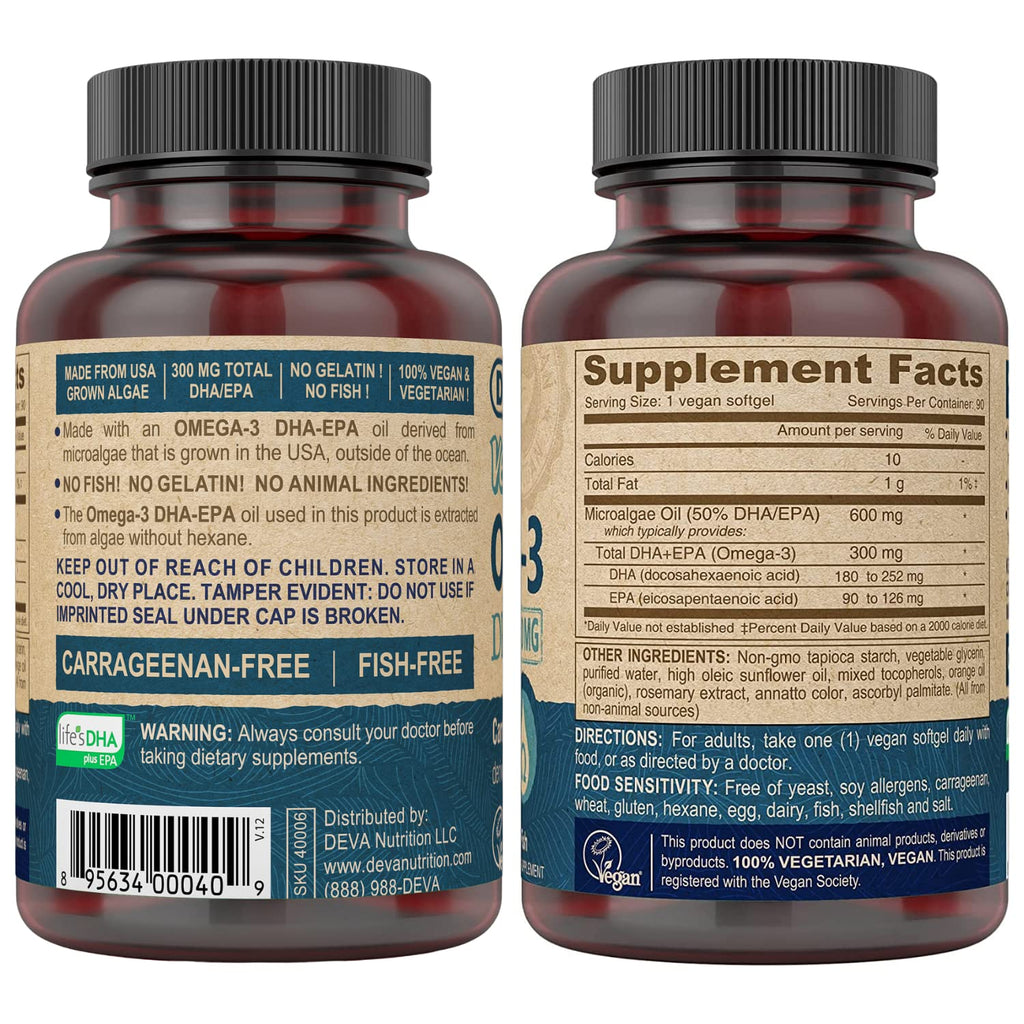 Vegan Omega-3 DHA EPA 300 mg 90 Softgels Z363