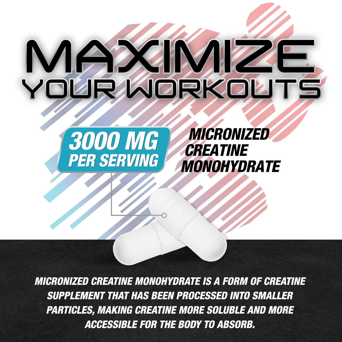 Micronized Creatine Monohydrate 3000mg 60 Capsules I289897