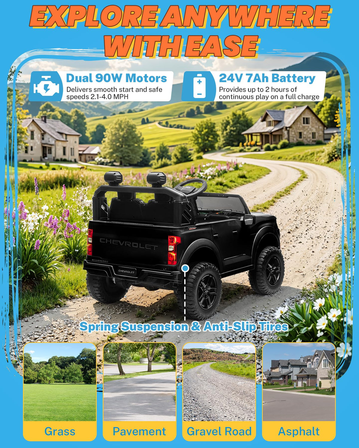 24V 2 Seater Ride on Car with Remote Control, Black G602