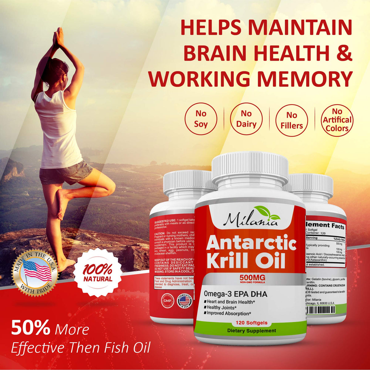 Krill Oil 120 Softgels Omega-3 EPA DHA Astaxanthin 500mg F35185