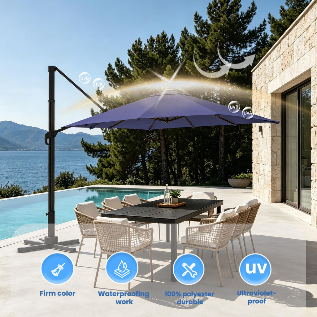Cantilever Umbrella with Base and Lights Y62819