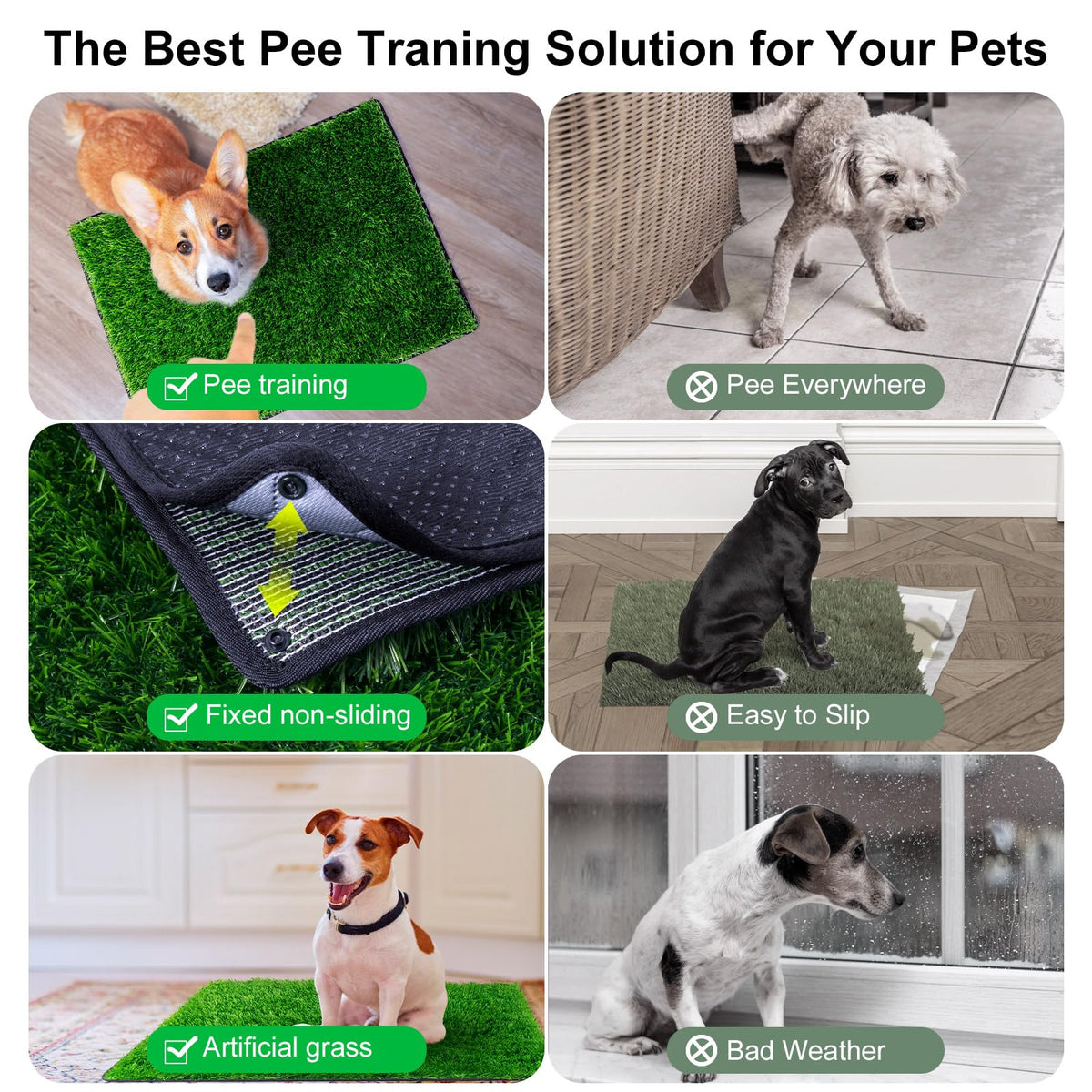 32" x 24" Washable Reusable Artificial Grass Pee Pads J14018