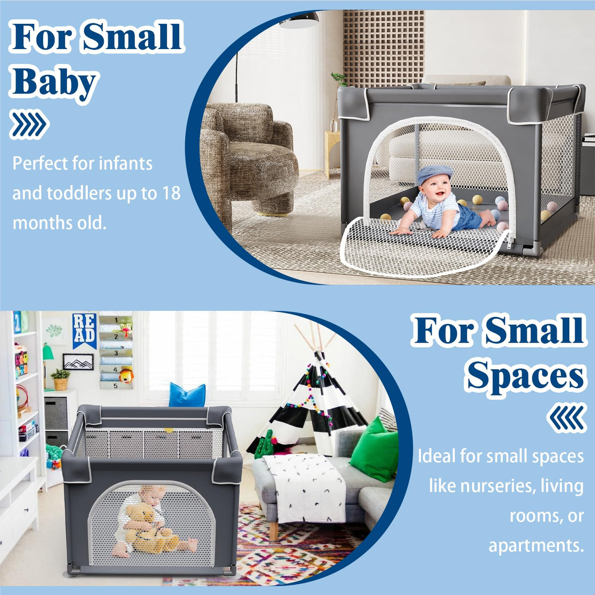 Small Playpen for Babies and Toddlers, 36"x36" Mesh S77370