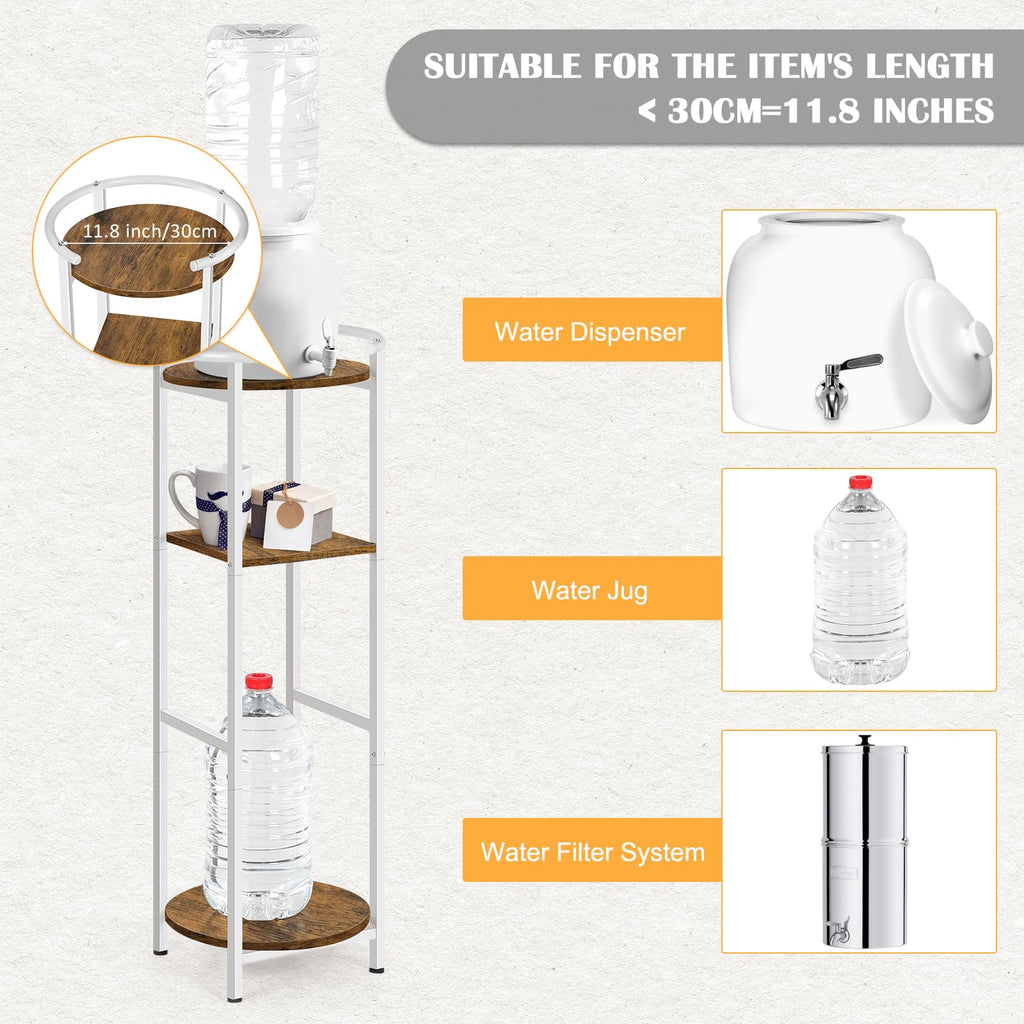 3 Tier Freestanding Water Dispenser Stand with Ceramic Crocks, White X75234